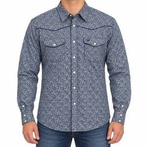 Cowboy Hardware Shirt Mens Medium Blue Western Pearl Snap Long Sleeve Floral